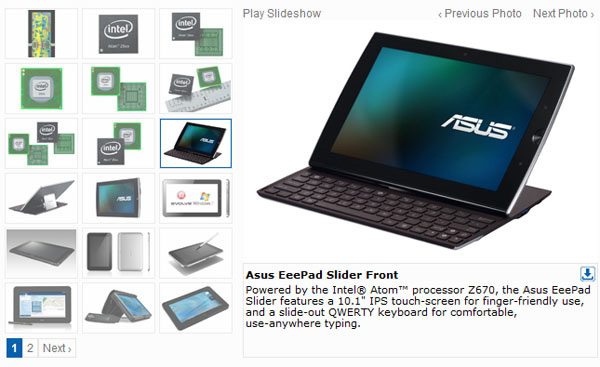 Asus Eee Pad Slider con processori Intel Atom Z670