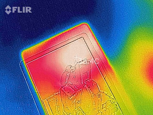 Temperature sul lato anteriore rilevate dalla termocamera Flir