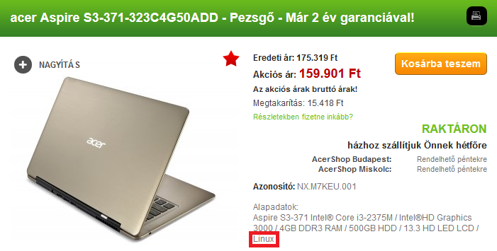 Acer Aspire S3 con Linux