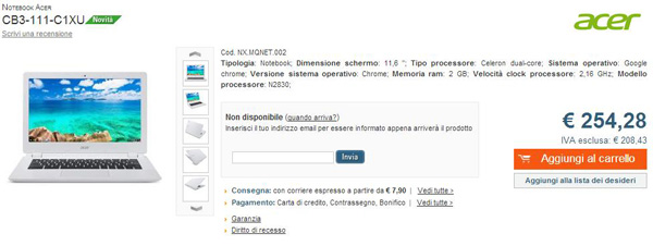 Acer Chromebook 11 da Monclick