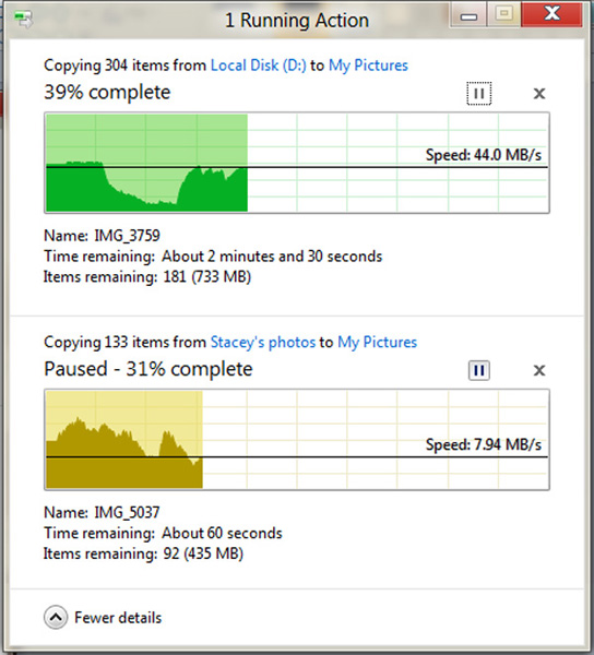 Windows 8 finestra di dialogo copia file