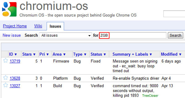 Acer ZGB con Chrome OS nei bug report