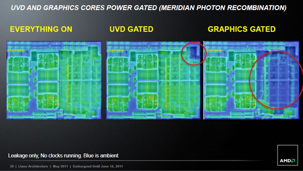 Immagine termica di un processore Llano con UVD3 e GPU disabilitati