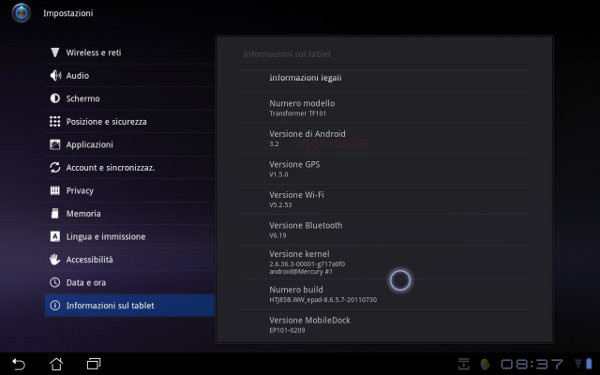 Asus Eee Pad Transformer con Android 3.2