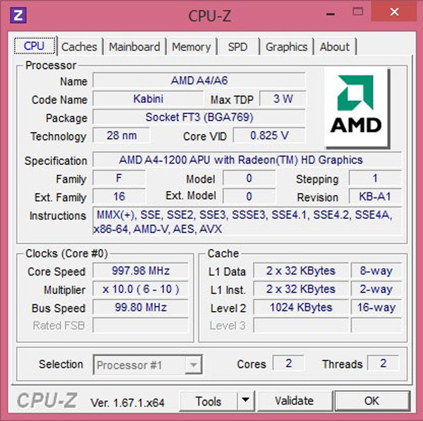 CPUz: AMD A4-1200