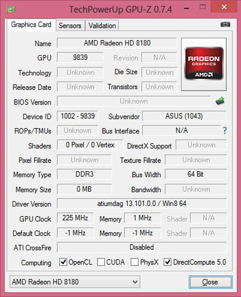 GPUz: AMD Radeon HD 8180