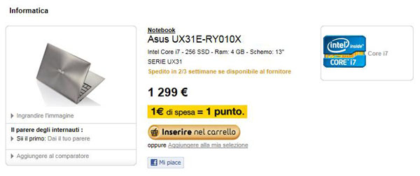Offerta Asus UX31e