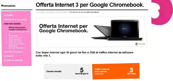 Chromebook con 3 Italia