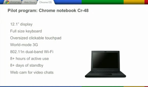Chrome OS Notebook CR-48 specifiche