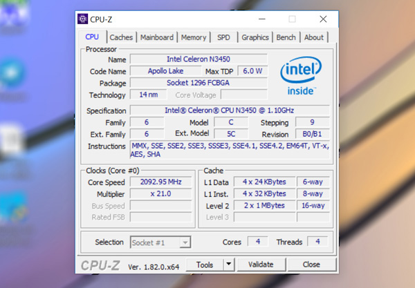 Il processore è un Intel Celeron N3450 Apollo Lake