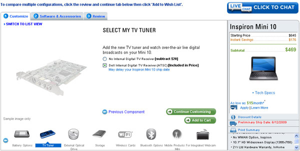 Dell Mini 10 con TV Tuner