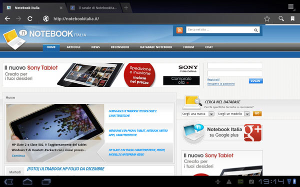 Navigazione Web sul tablet Ekoore Duke