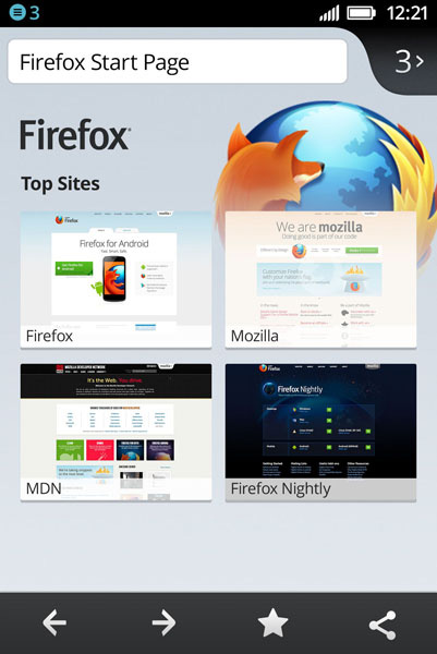 Firefox OS start page