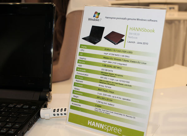 HannsPree HannsBook S10 cartellino