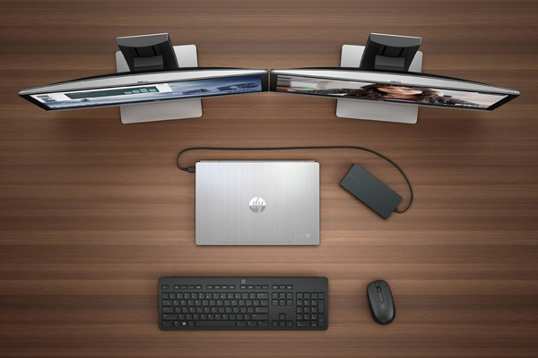 Collegato alla HP Elite USB-C Docking Station il Chromebook 13 può gestire 2 monitor esterni