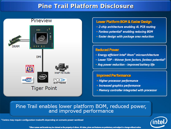 Intel Atom Pine Trail vantaggi