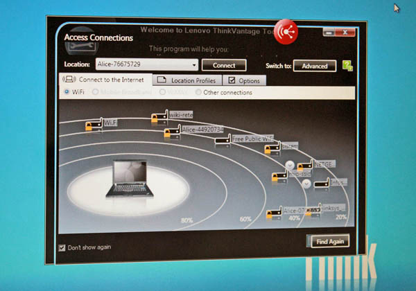 Schermata di Lenovo TVT Acces Connections