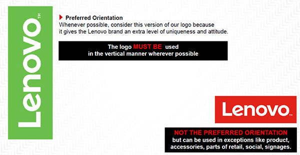 Il logo Lenovo dovrà essere rappresentato in verticale, ove possibile