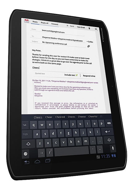 Motorola Xoom 2 con tastiera virtuale