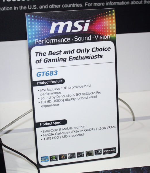 MSI GT683 cartellino