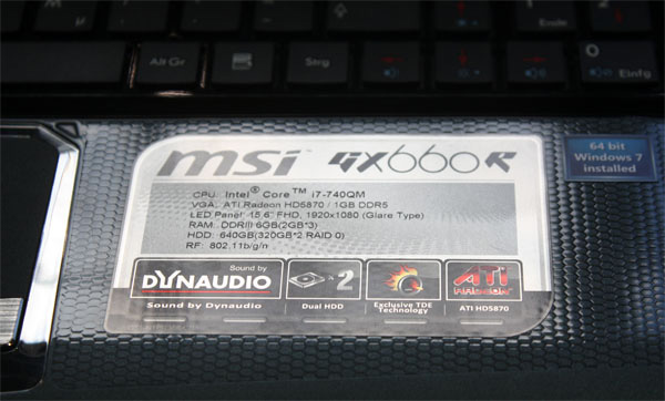 MSI GX660R cartellino