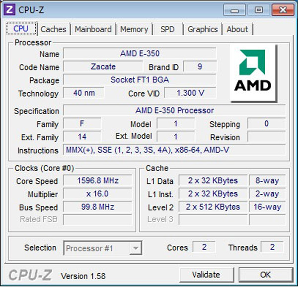 CPUz: AMD E350