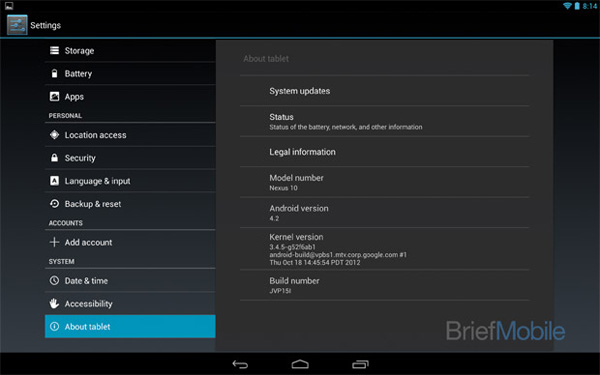 Nexus 10 con Android 4.2