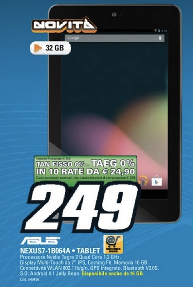 Nexus 7 da 32GB da Saturn