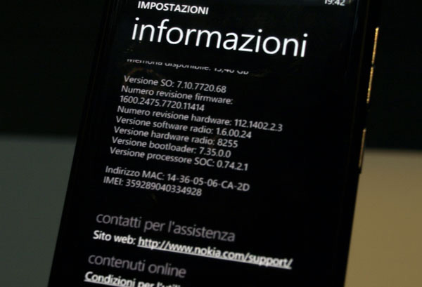 Windows Phone 7 sulla finestra di riepilogo delle impostazioni di sistema