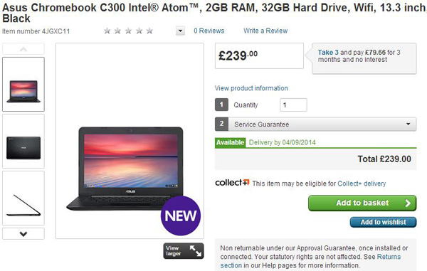 ASUS C300 Chromebook in UK