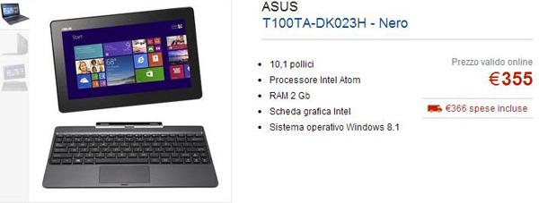 ASUS Transformer Book T100TA con Atom Z3775