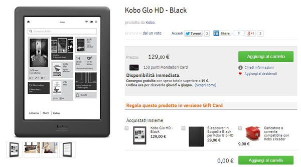 Kobo Glo HD ora in vendita in Italia a 129 euro