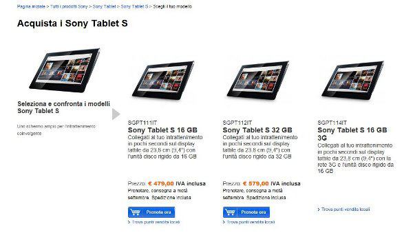 Sony Tablet S online