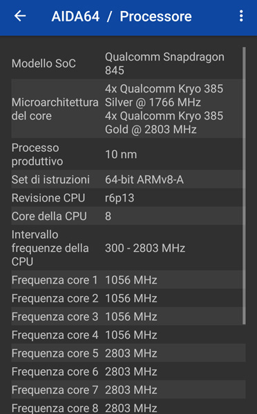 AIDA64: Qualcomm Snapdragon 845