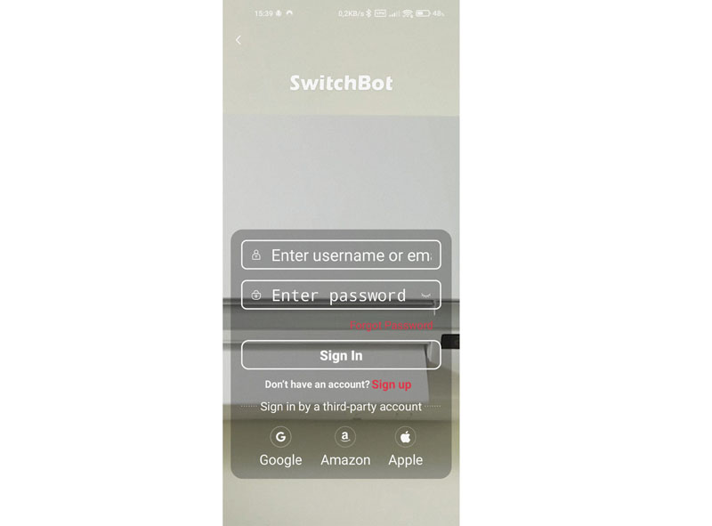 SwitchBot Pan/Tilt Cam app account