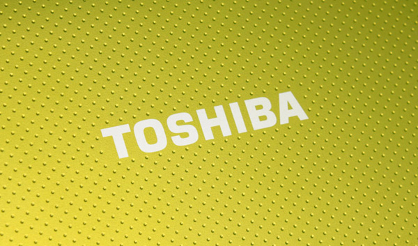 Logo Toshiba e pattern a rilievo sulla cover