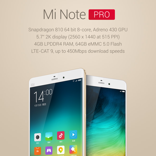 Xiaomi Mi Note Pro ha uno schermo UHD e Snapdragon 810