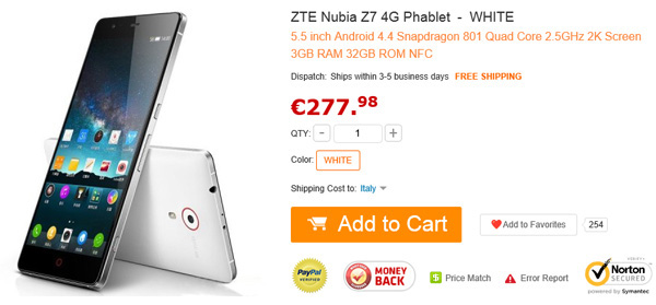 ZTE Nubia Z7 in vendita